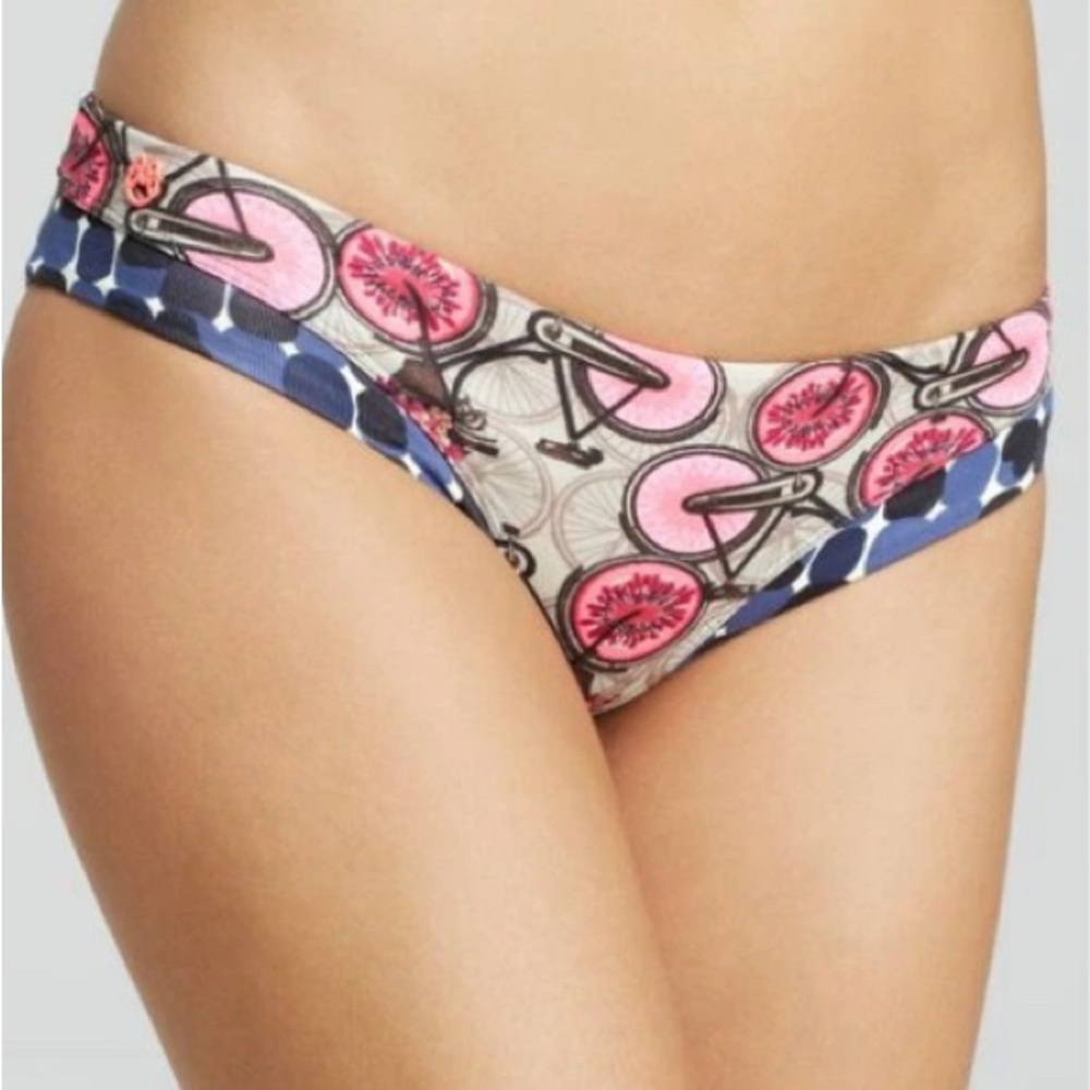 ISO: Maaji Pink and Blue Bicycle Print Bikini Bottom - Size M or L